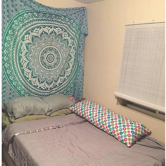 Teal Mandala Tapestry Wall Hanging Art - Picture 6 of 6